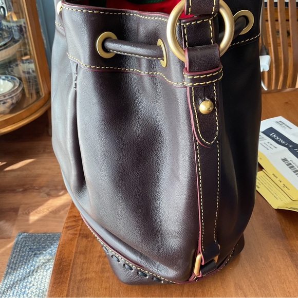 Dooney & Bourke Brown T’Moro Florentine drawstring bucket bag with whipstitch - Picture 11 of 16